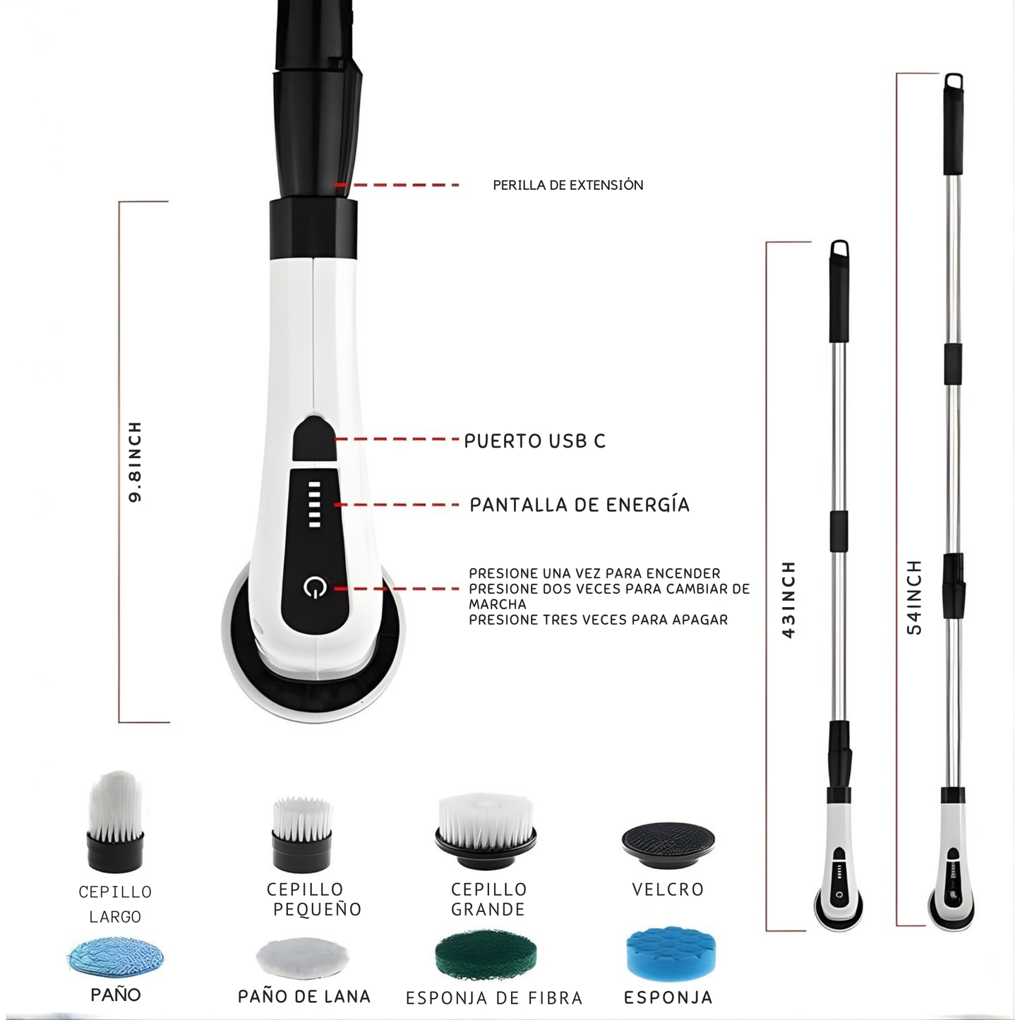 Cepillo De Limpieza Electrico 7 En 1